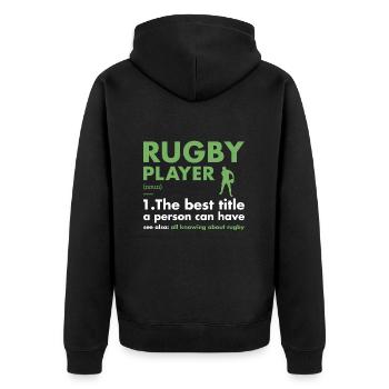 Sport Player Definition Rugby - Unisex Premium Bio Zip Hoodie - Schwarz - Hinten - Nico (187cm)