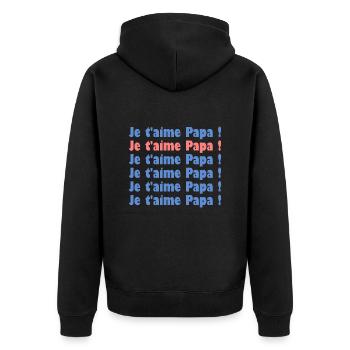 PAPA. FÊTE DES PÈRES. BONNE FÊTE PAPA. BONNE FÊTE - Veste à capuche bio Premium Unisexe - noir - Dos - Nico (187cm)