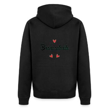 RUHESTAND. FEIERTAG. RUHESTAND. PENSIONIERT. RUHESTAND. - Unisex Premium Bio Zip Hoodie - Schwarz - Hinten - Nico (187cm)