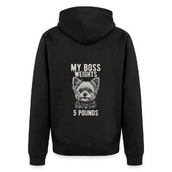 Mein Chef Wiegt Fünf Pfund - Yorkie Besitzer - Unisex Premium Bio Zip Hoodie - Schwarz - Hinten - Nico (187cm)