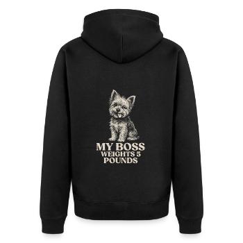 Yorkshire Terrier Besitzer Mein Chef Wiegt 5 Pfund - Unisex Premium Bio Zip Hoodie - Schwarz - Hinten - Nico (187cm)