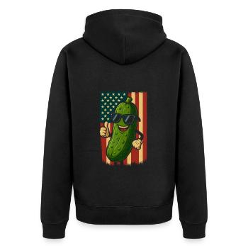 USA Patriotische Gurke Mit Sonnenbrille - Unisex Premium Bio Zip Hoodie - Schwarz - Hinten - Nico (187cm)