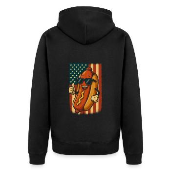 Saucisse patriotique des États-Unis avec des lunettes de soleil Hot Dog - Veste à capuche bio Premium Unisexe - noir - Dos - Nico (187cm)