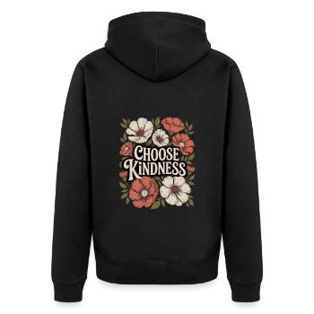 Choose Kindness Boho Flowers Vintage - Unisex Premium Organic Zip Hoodie - black - Back - Nico (187cm)