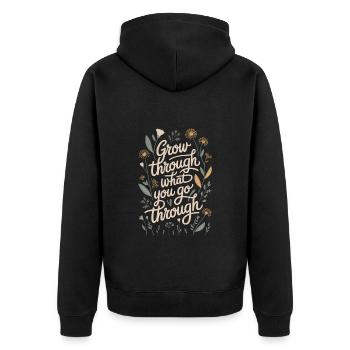 Grow Through What You're Going Through Boho Flower Vintage - Unisex Premium Organic Zip Hoodie - black - Back - Nico (187cm)