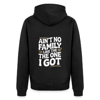 Familie Liebe Spruch - Unisex Premium Bio Zip Hoodie - Schwarz - Hinten - Nico (187cm)