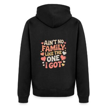 No family like my dear family - Unisex Premium Organic Zip Hoodie - black - Back - Nico (187cm)