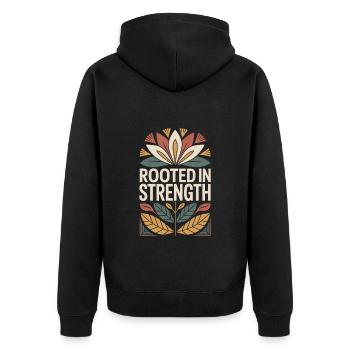 Flower Vintage Empowerment Quote Design: - Unisex Premium Organic Zip Hoodie - black - Back - Nico (187cm)
