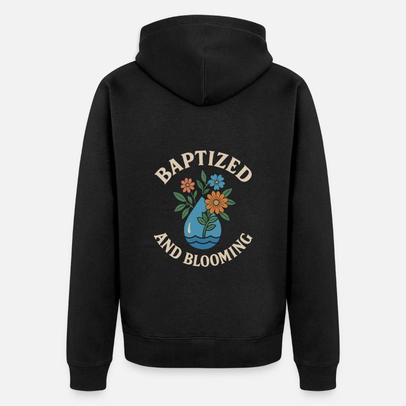 Motif Fleurs Baptisées Et Épanouies - Veste à capuche bio Premium Unisexe - noir