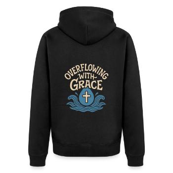 Overflowing Grace Baptism Inspiration - Unisex Premium Organic Zip Hoodie - black - Back - Nico (187cm)