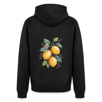 Magie des agrumes bohèmes avec des fleurs et des feuilles - Veste à capuche bio Premium Unisexe - noir - Dos - Nico (187cm)
