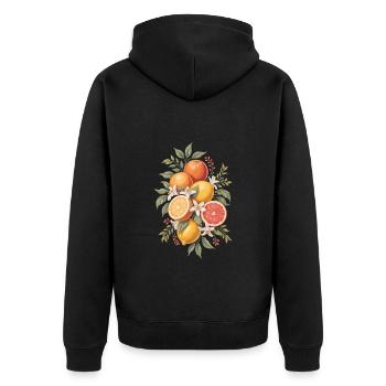 Zitrusfrucht Boho Vintage Stil Natur - Unisex Premium Bio Zip Hoodie - Schwarz - Hinten - Nico (187cm)