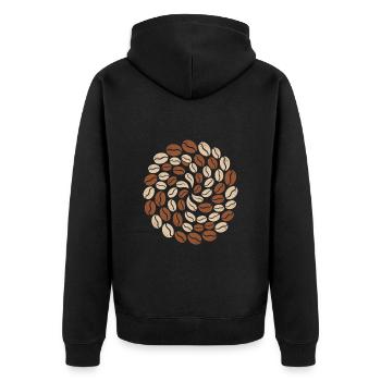 Kaffeebohnen Muster Kreis Liebhaber - Unisex Premium Bio Zip Hoodie - Schwarz - Hinten - Nico (187cm)