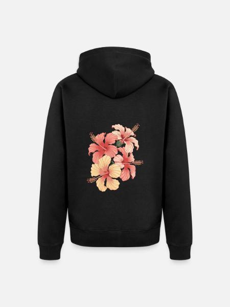 Exotic Hibiscus Flowers Inspiration - Unisex Premium Organic Zip Hoodie - black
