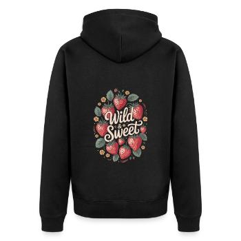 Strawberry Dream : sauvage et sucré - Veste à capuche bio Premium Unisexe - noir - Dos - Nico (187cm)