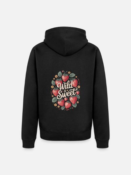 Strawberry Dream: Wild & Sweet - Unisex Premium Organic Zip Hoodie - black