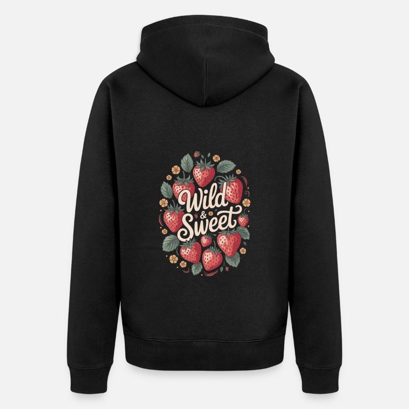 Strawberry Dream : sauvage et sucré - Veste à capuche bio Premium Unisexe - noir