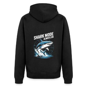 Shark Mode Always On Maritime Design - Unisex Premium Organic Zip Hoodie - black - Back - Nico (187cm)