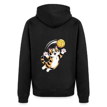 Chat joueur avec volley-ball - Veste à capuche bio Premium Unisexe - noir - Dos - Nico (187cm)