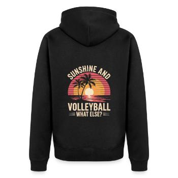 Sonne Und Volleyball Was Sonst? Strand Und Spaß - Unisex Premium Bio Zip Hoodie - Schwarz - Hinten - Nico (187cm)
