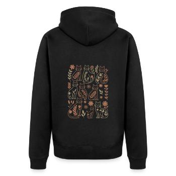 Chats avec de douces fleurs bohèmes - Veste à capuche bio Premium Unisexe - noir - Dos - Nico (187cm)