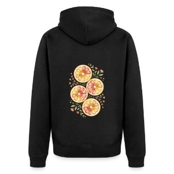 Agrumes à motif floral - Veste à capuche bio Premium Unisexe - noir - Dos - Nico (187cm)