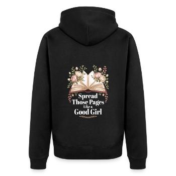 Verbreite Diese Seiten Wie Ein Gutes Mädchen - - Unisex Premium Bio Zip Hoodie - Schwarz - Hinten - Nico (187cm)
