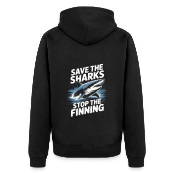 Sauvez les requins, arrêtez l’enlèvement des ailerons - Veste à capuche bio Premium Unisexe - noir - Dos - Nico (187cm)
