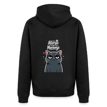 Allergique aux matins Chat Drôle Humoristique - Veste à capuche bio Premium Unisexe - noir - Dos - Nico (187cm)