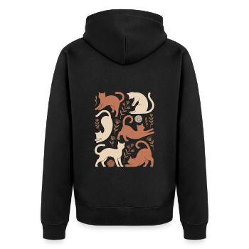 Boho Chats Et Fleurs Motif Magique - Veste à capuche bio Premium Unisexe - noir - Dos - Nico (187cm)