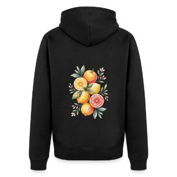 Lemons and Oranges Artwork - Unisex Premium Organic Zip Hoodie - black - Back - Nico (187cm)