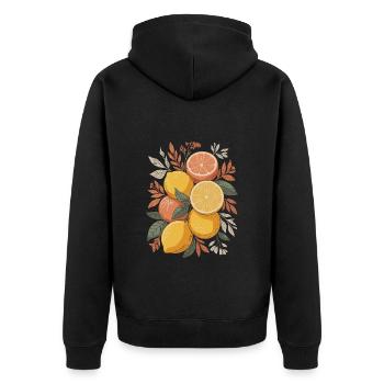 Art des agrumes bohème pour les amoureux de la nature - Veste à capuche bio Premium Unisexe - noir - Dos - Nico (187cm)