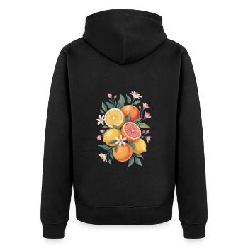 Style bohème avec des agrumes et des fleurs - Veste à capuche bio Premium Unisexe - noir - Dos - Nico (187cm)