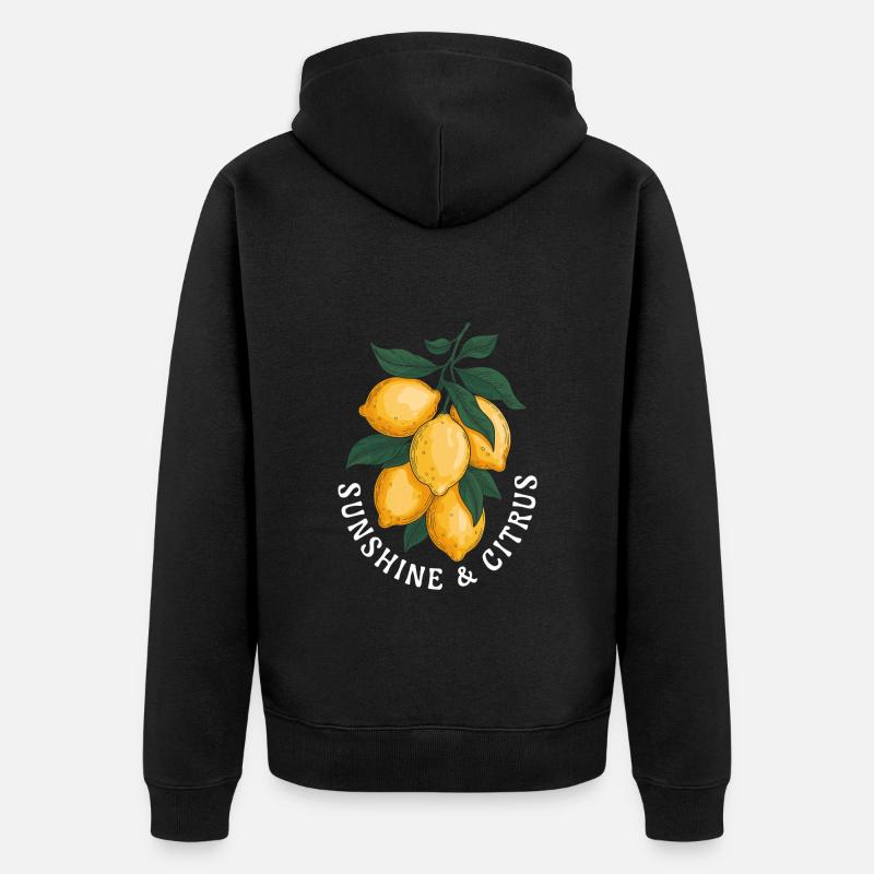 Motif Soleil et Agrumes - Veste à capuche bio Premium Unisexe - noir