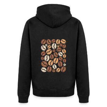 Amateur de motif de grains de café - Veste à capuche bio Premium Unisexe - noir - Dos - Nico (187cm)
