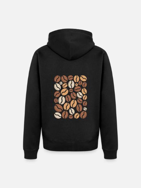 Coffee Bean Pattern Lover - Unisex Premium Organic Zip Hoodie - black