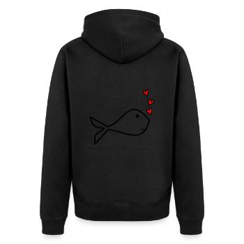 SCHÖNEN MUTTERTAG. MAMA. MUTTERTAG. ICH LIEBE DICH - Unisex Premium Bio Zip Hoodie - Schwarz - Hinten - Nico (187cm)