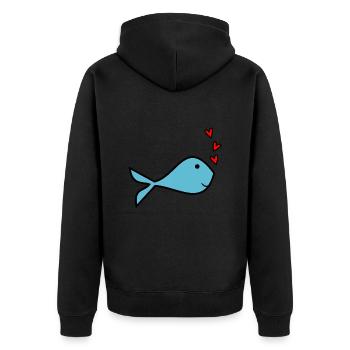 MAMA. MUTTERTAG. SCHÖNEN MUTTERTAG. ICH LIEBE DICH - Unisex Premium Bio Zip Hoodie - Schwarz - Hinten - Nico (187cm)