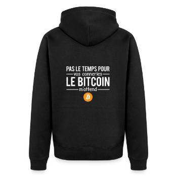 Pas le temps bitcoin crypto investisseur trader - Veste à capuche bio Premium Unisexe - noir - Dos - Nico (187cm)