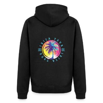 Visite d’Ibiza Palmiers Colorés - Veste à capuche bio Premium Unisexe - noir - Dos - Nico (187cm)