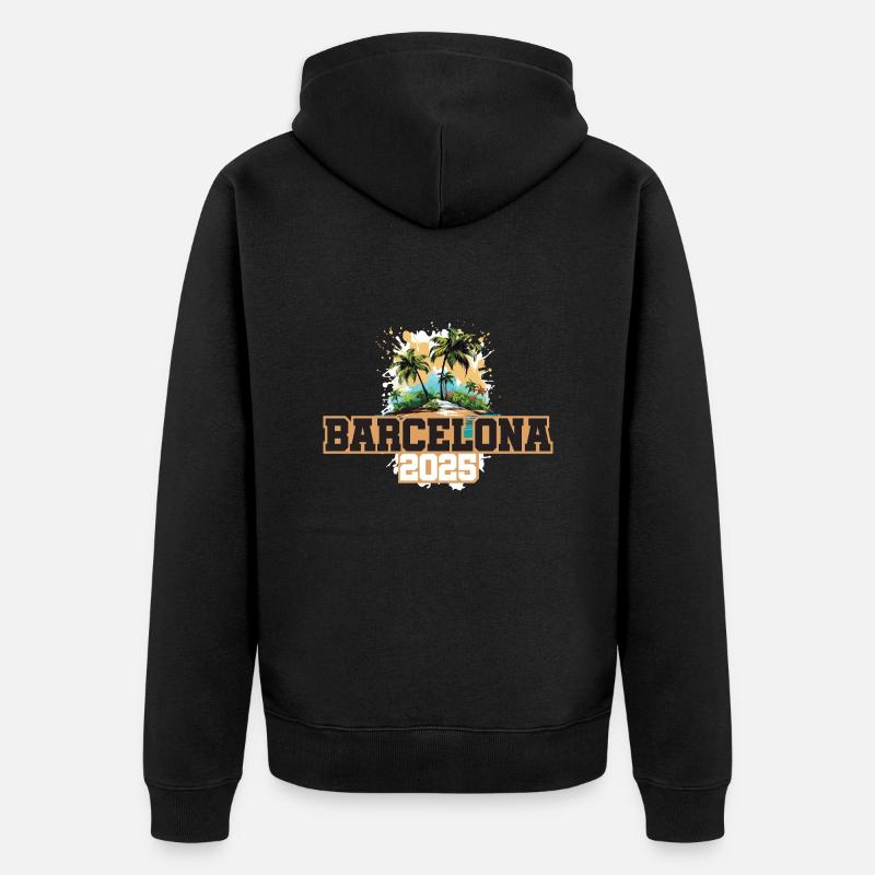 Palmiers de Barcelone 2025 - Veste à capuche bio Premium Unisexe - noir