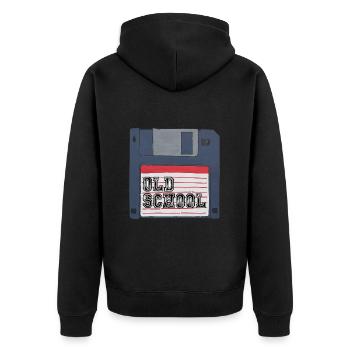 Old school floppy disk retro vintage 80s 90s kids - Unisex Premium Organic Zip Hoodie - black - Back - Nico (187cm)