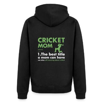 Sport Mom Definition Cricket - Unisex Premium Bio Zip Hoodie - Schwarz - Hinten - Nico (187cm)