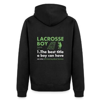 Sport Boy Definition Lacrosse - Unisex Premium Organic Zip Hoodie - black - Back - Nico (187cm)