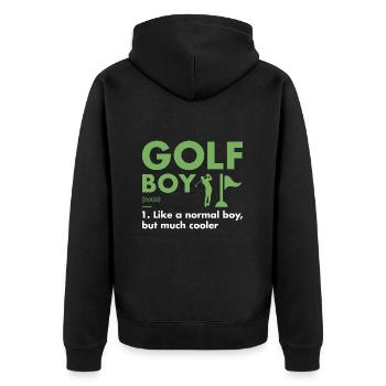 Sport Boy Definition Golf - Unisex Premium Bio Zip Hoodie - Schwarz - Hinten - Nico (187cm)
