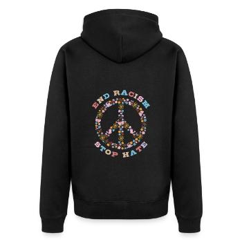 End Racism Stop Hate - Unisex Premium Organic Zip Hoodie - black - Back - Nico (187cm)