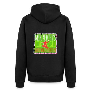 Mir reicht's ich geh Snowboarden, Snowboarder - Unisex Premium Bio Zip Hoodie - Schwarz - Hinten - Nico (187cm)
