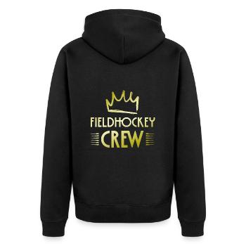 Fieldhockey Crew - Unisex Premium Bio Zip Hoodie - Schwarz - Hinten - Nico (187cm)