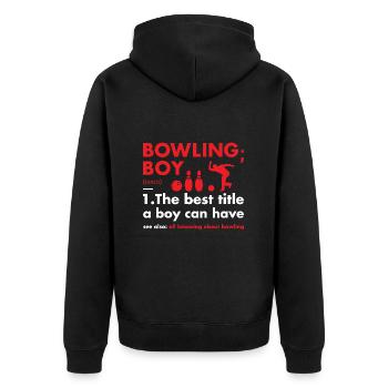 Sport Boy Definition Bowling - Unisex Premium Bio Zip Hoodie - Schwarz - Hinten - Nico (187cm)