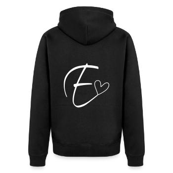 Buchstabe E Buchstabe-E Kalligrafie - Unisex Premium Bio Zip Hoodie - Schwarz - Hinten - Nico (187cm)
